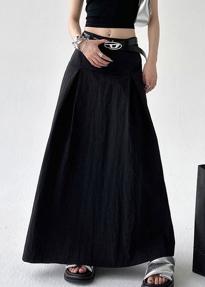 New Cotton Summer Skirts High Zippered Waist Black