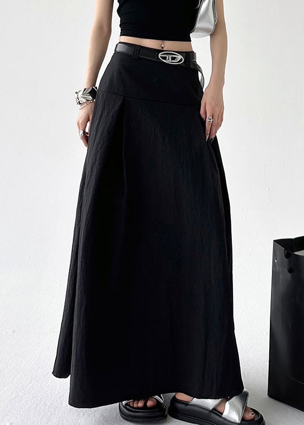 New Cotton Summer Skirts High Zippered Waist Black