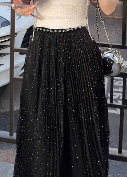 Skirts Summer Zircon Wrinkled Maxi Tulle Black New