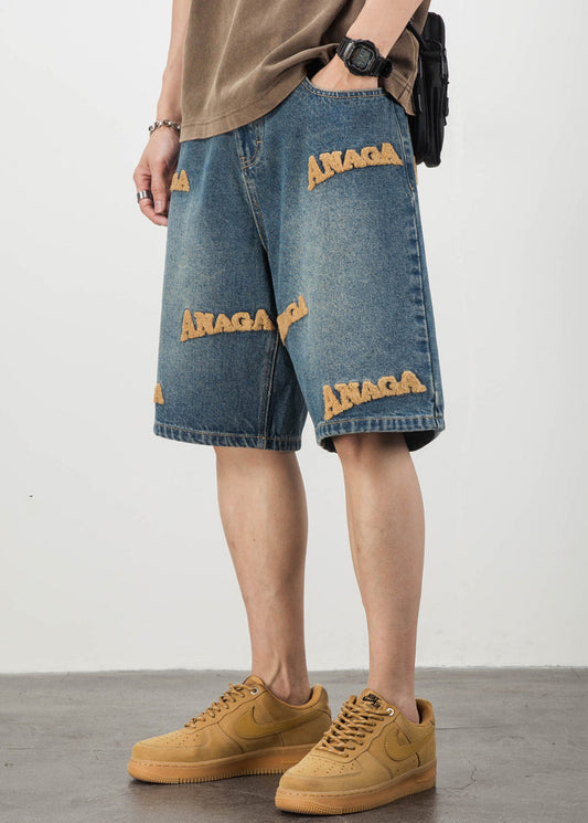 Shorts Mens Letter Men Pockets Pants Summer New Blue