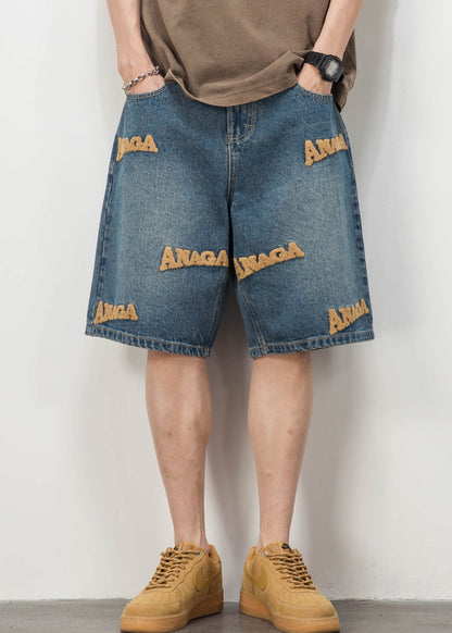 Shorts Mens Letter Men Pockets Pants Summer New Blue