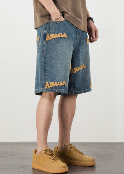 Shorts Mens Letter Men Pockets Pants Summer New Blue