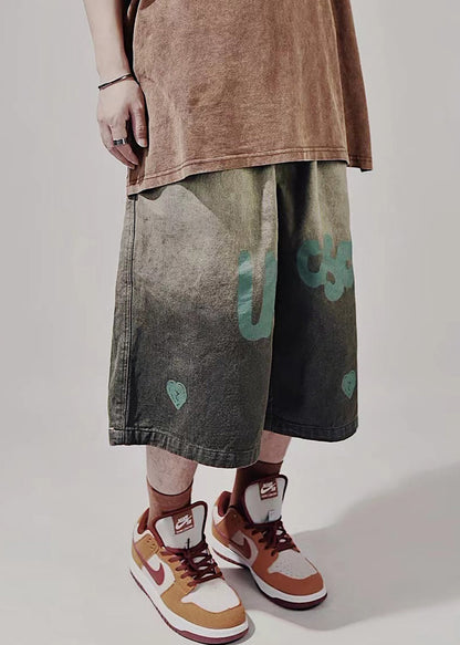 Print Lace New Waist Shorts Up Blue Summer Mens Elastic