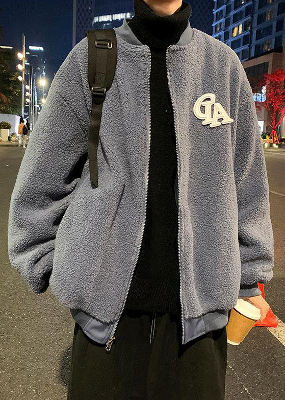 Coat Wear TC005 On Faux Patchwork Leather Thick Both Sides Mens New Blue Spring