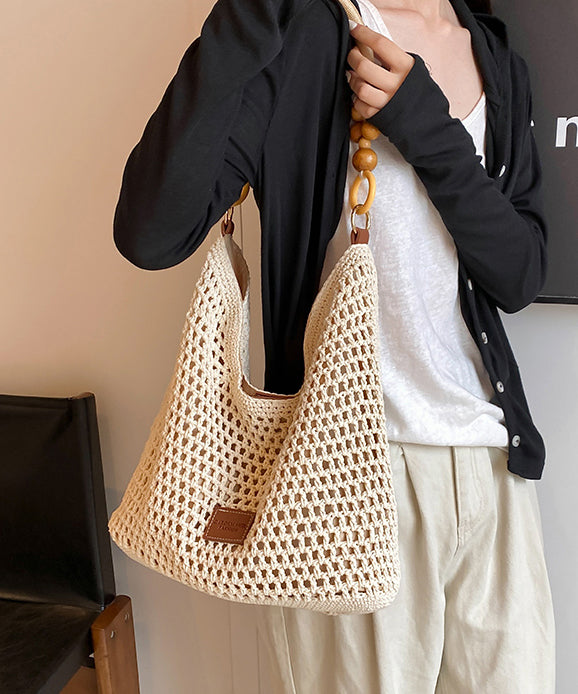 Out Woven Brown New Shoulder Bag Large Capacity Hollow