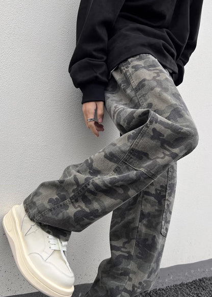 Camouflage Waist Men Warm High Spring Pockets New Pants Fleece