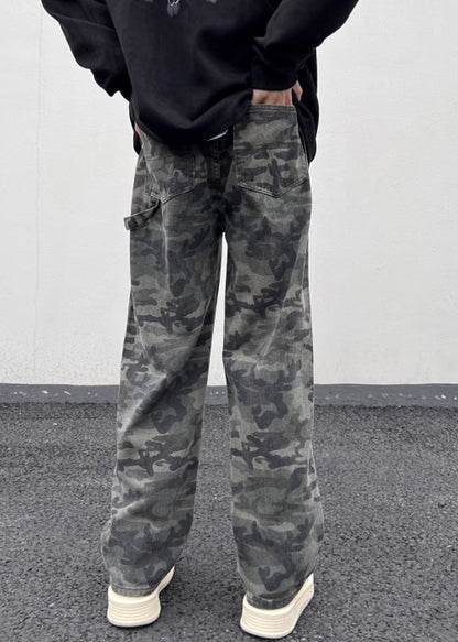 Camouflage Waist Men Warm High Spring Pockets New Pants Fleece
