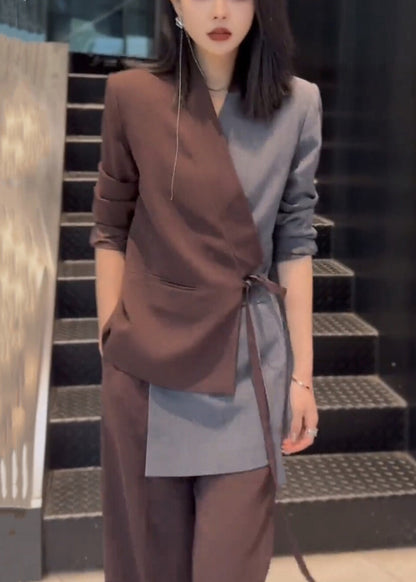 Patchwork Set Asymmetrical Two Lace Pieces Coffee Cotton Up New