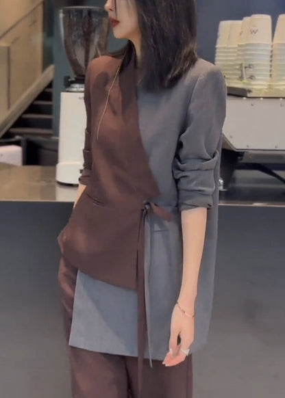 Patchwork Set Asymmetrical Two Lace Pieces Coffee Cotton Up New