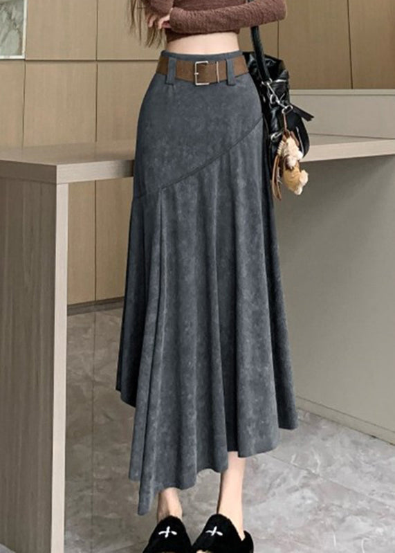 New Line Summer Coffee Asymmetrical A Skirts Wrinkled