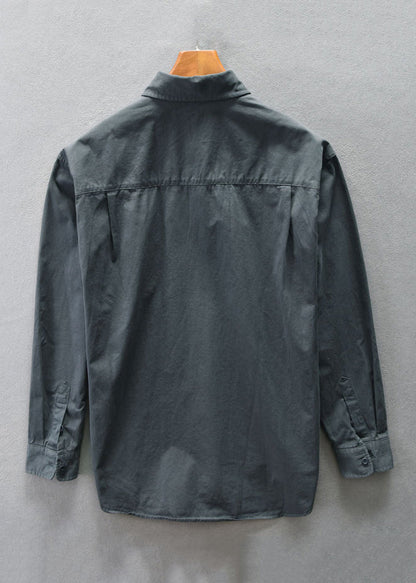 TC031 Cotton Spring Coffee Polo Shirts Mens Button Patchwork New