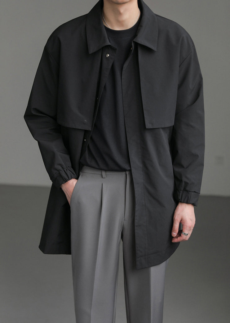 New Coffee Peter Pan Collar Button Cotton Mens Coats Spring YQ007