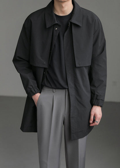 New Coffee Peter Pan Collar Button Cotton Mens Coats Spring YQ007