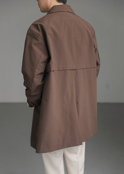 New Coffee Peter Pan Collar Button Cotton Mens Coats Spring YQ007