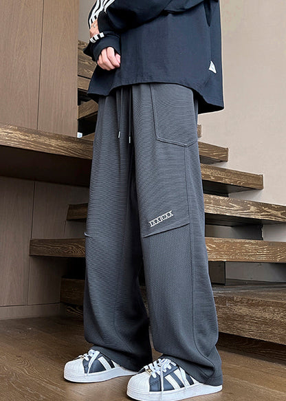 Coffee Pants New Warm Elastic Fleece Waist Pockets Men Spring