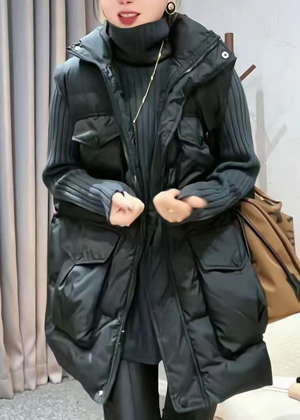 New Coffee Zip Up Pockets Patchwork Fine Cotton Filled Vest Sleeveless TD035