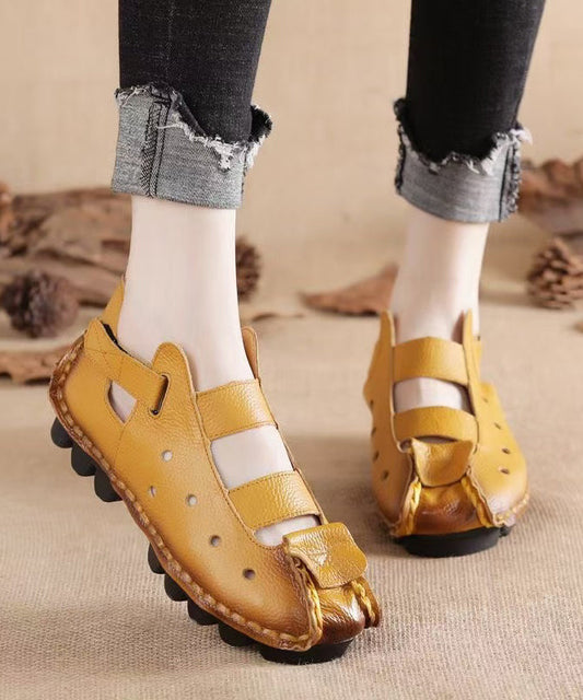 Hollow Flat New Sandals Comfortable Yellow Out Splicing