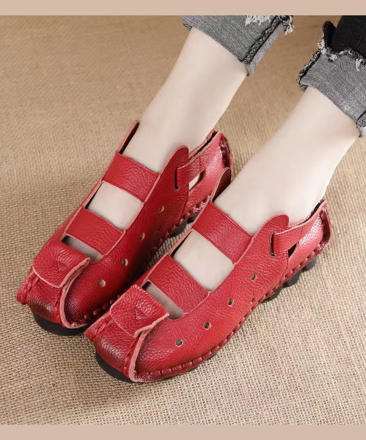 Out New Sandals Hollow Flat Splicing Comfortable Yellow