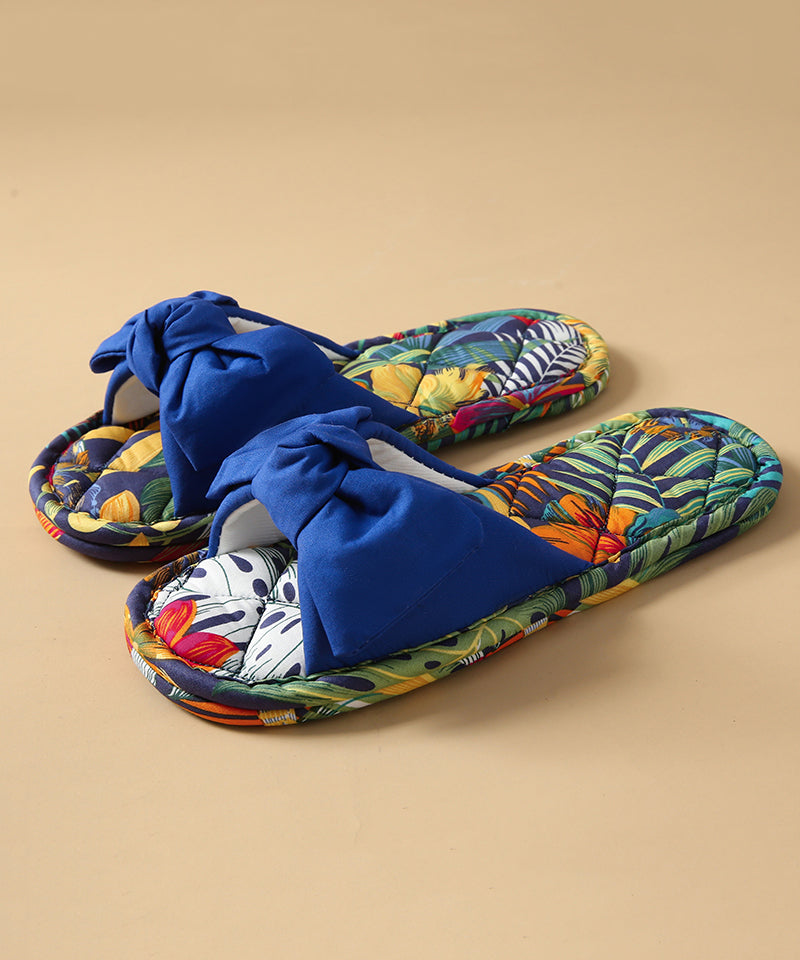 Green Bow Slippers Shoes New Comfy Splicing Fabric Cotton