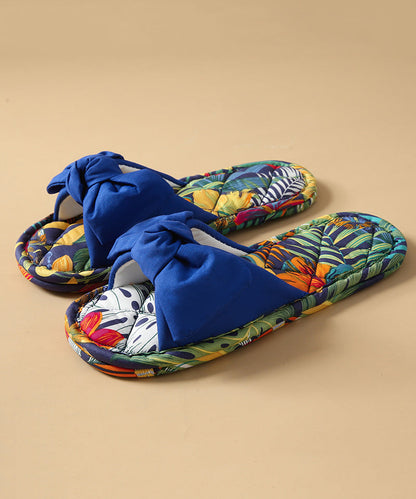 Green Bow Slippers Shoes New Comfy Splicing Fabric Cotton