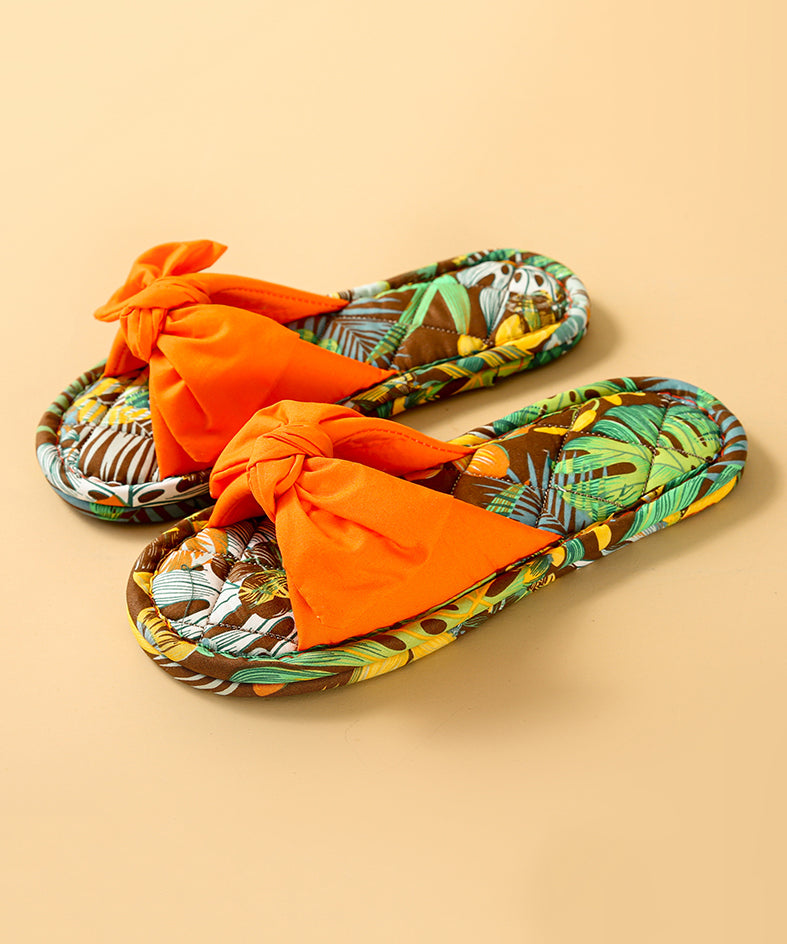 Green Bow Slippers Shoes New Comfy Splicing Fabric Cotton