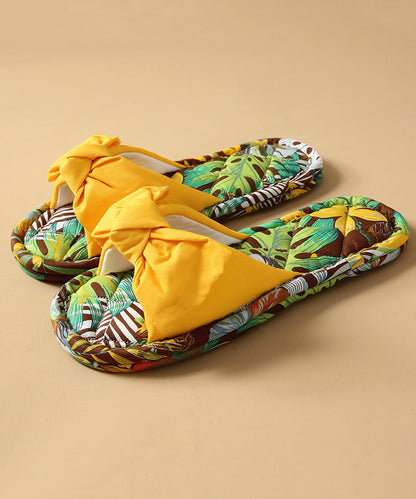 Green Bow Slippers Shoes New Comfy Splicing Fabric Cotton