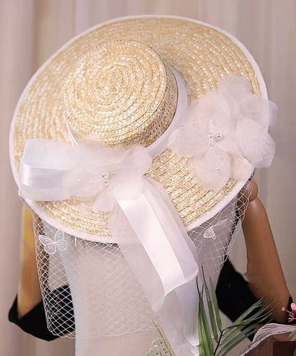 Style French Countryside Hat New Lace Straw Flower