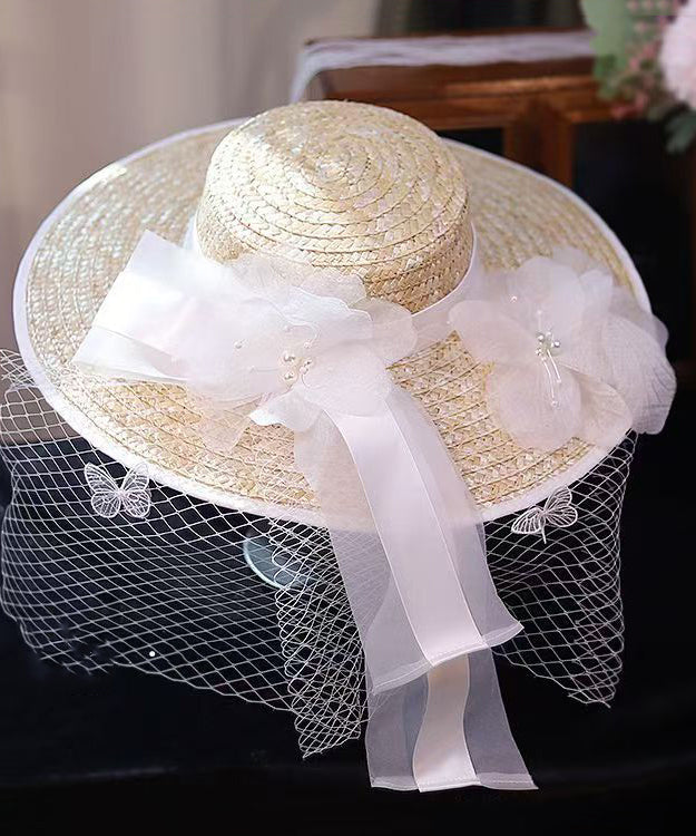 Style French Countryside Hat New Lace Straw Flower