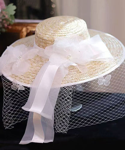 Style French Countryside Hat New Lace Straw Flower