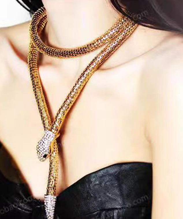 New Gold Copper Alloy Snake Shaped Necklace YA029