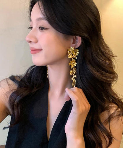 New Floral Earrings Copper Tassel Overgild Drop Gold