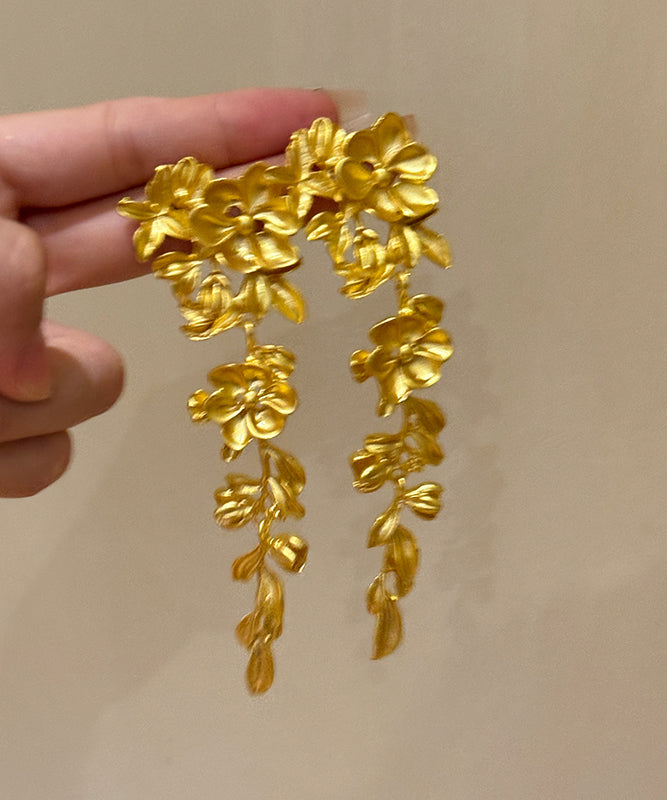 New Floral Earrings Copper Tassel Overgild Drop Gold