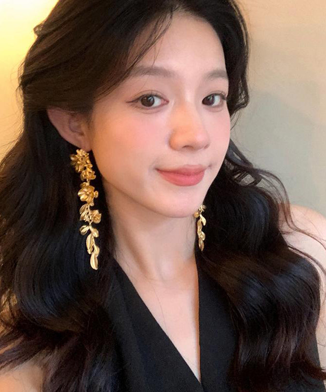 New Floral Earrings Copper Tassel Overgild Drop Gold