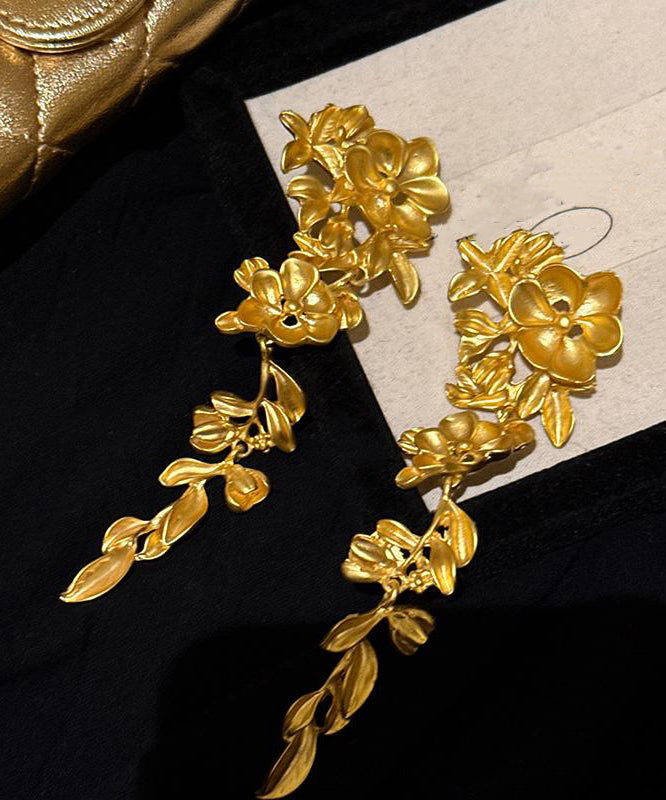 New Floral Earrings Copper Tassel Overgild Drop Gold