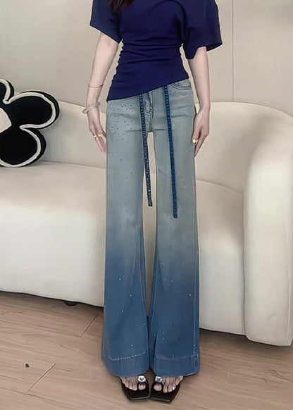 Wide Denim New Color Gradient Zircon Pants Fall Leg