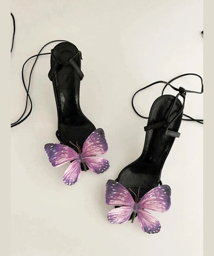 Butterfly Sandals New Lace Flower Green Stiletto Up