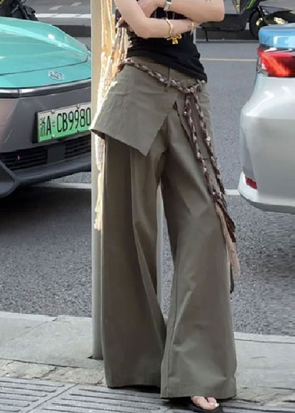 Waist Cotton False Pieces New Fall Two High Green Pants