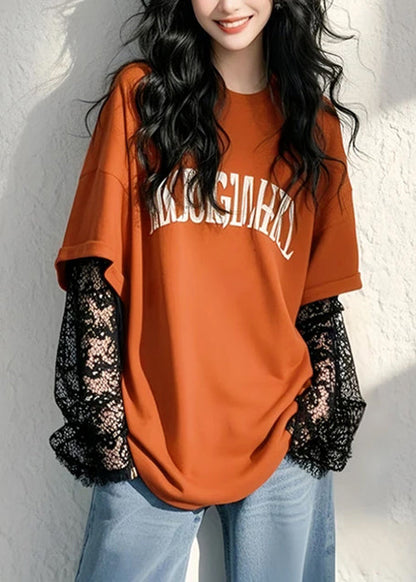 Letter Fall Lace Two New False T Green Patchwork Pieces Shirts