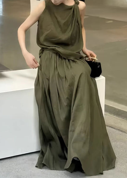 Skirts Set New Green And Two Design Tank Piece Original Linen