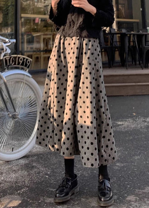 Dot Waist Summer Cotton Grey New Leg Pants Elastic Wide