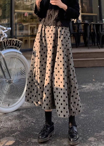 Dot Waist Summer Cotton Grey New Leg Pants Elastic Wide