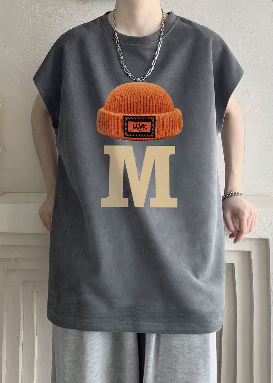 Print O New Cotton T Summer Grey Shirts Mens Neck