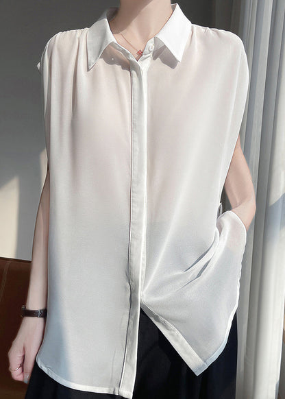 Up Peter Chiffon Blouses Pan Grey Collar Lace New Oversized