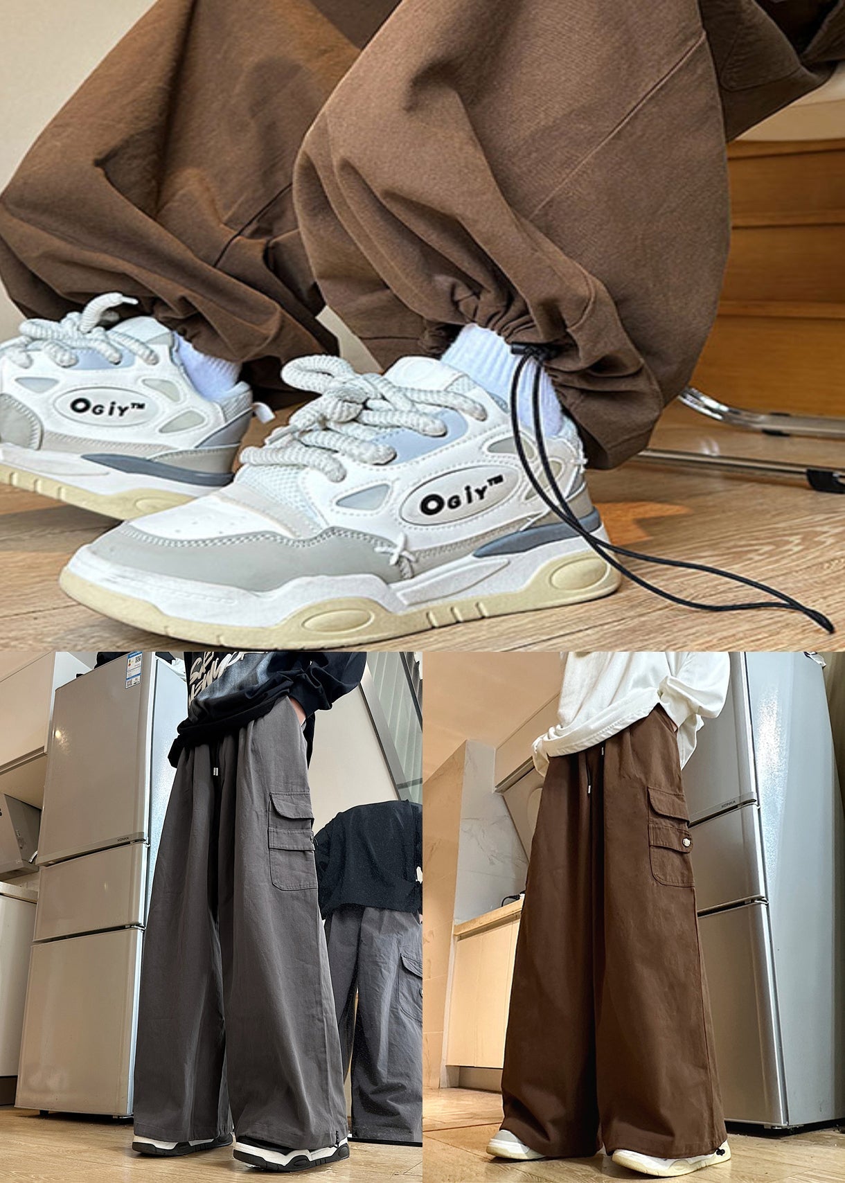 New Summer Mens Cotton Pockets Waist Elastic Pants Grey