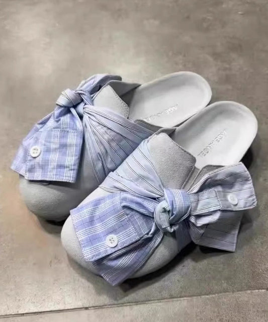 Japanese Sandals Bow Blue Platform New Slide