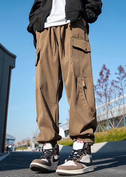 Casual Pockets Pants New Lace Beam Cotton Men Spring Up Khaki