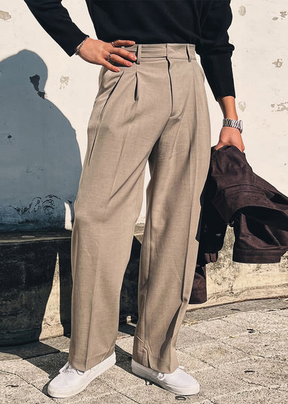 Summer Waist Solid Pockets High Pants New Men Khaki Spandex