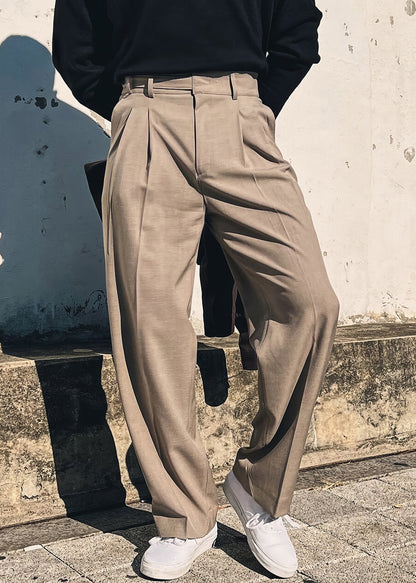Summer Waist Solid Pockets High Pants New Men Khaki Spandex