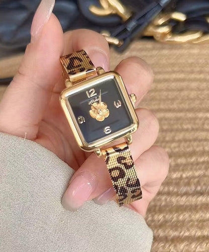 Movement Leopard Watches Stainless Steel Black New Quartz