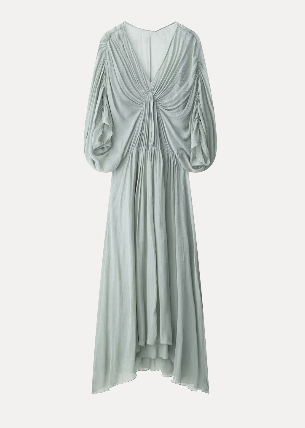 Chiffon Patchwork V Batwing Light Green Wrinkled Dresses Neck New